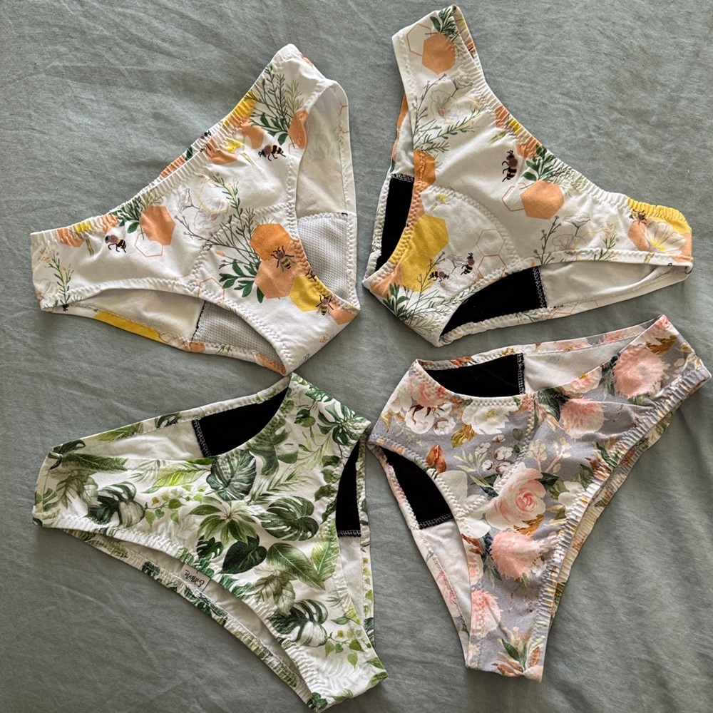 EmMeMa Lot of 4 Cheekini Organic Cotton Period Panties S